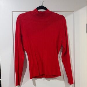 Red Ribbed Women's Top